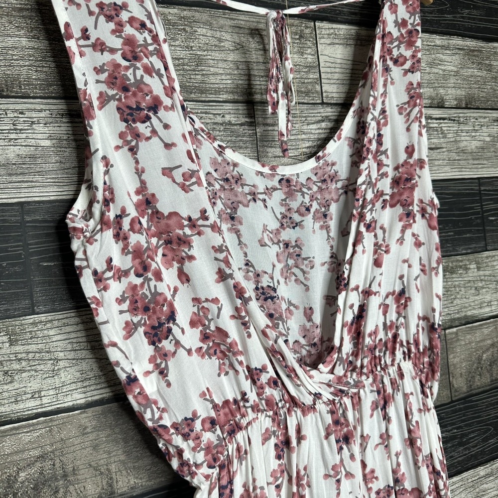NEW Exist Jumpsuit Womens Size Large Ivory Floral Sleeveless Joggers Open Back - Picture 6 of 12